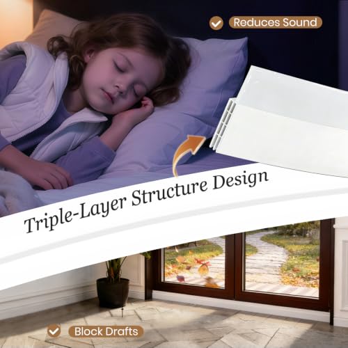 Door Draft Stopper Weather Stripping Seal - White, 4 Pack