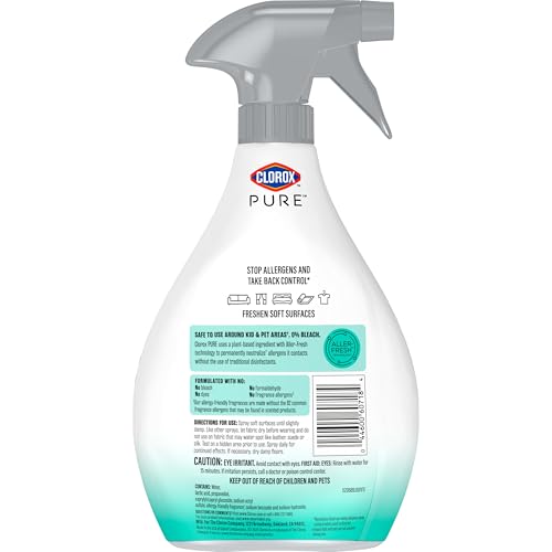 Clorox PURE Allergen Neutralizer Fabric and Carpet Spray, Clean Breeze, 26 Fluid Ounces