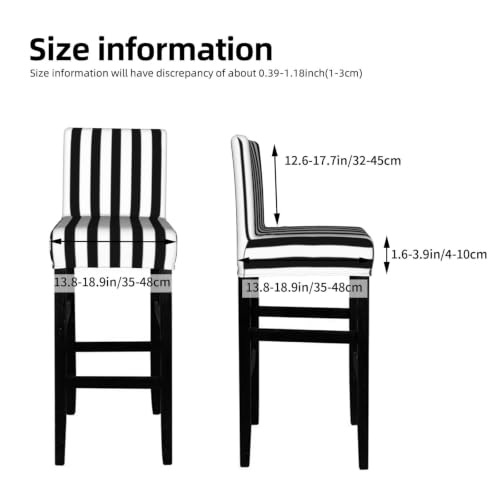 Aruzdey Black and White Stripe Bar Stool Covers Set of 4 - Stretch Washable Counter Height Chair Covers