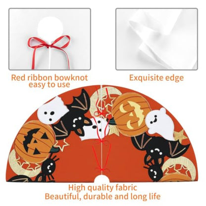 Small Halloween Ghost Pumpkin Tree Skirt, 30 Inch Autumn Holiday Decor