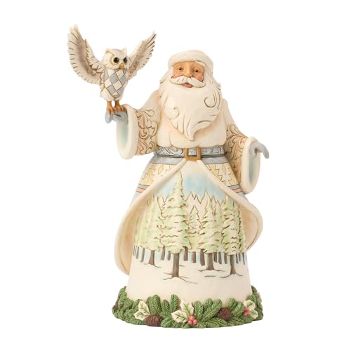 Santa Holding Owl Figurine - Handcrafted Christmas Home Decor, 8.23 Inch