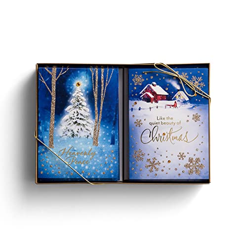 Christmas Greeting Card Set with Scripture - Snowy Scene Dual Pack, 24 Cards & Envelopes