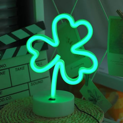 Clover Neon Sign - Green LED Neon Lights USB/Battery Powered, Desktop Decor (Variation: Clover)