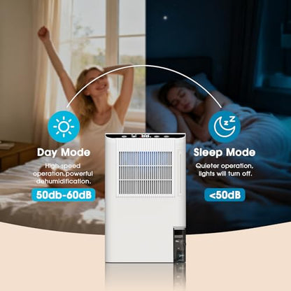 Onsekin Small Dehumidifier with 2000 Sq.Ft Coverage, 3.3ft Drain Hose, 2.5L Tank - Floral White