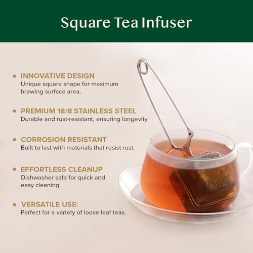 VAHDAM Perfect Serve Tea Spoon | Get 2 Infusers Free | Stainless Steel, Perfect Measure Loose Leaf Tea Spoon With Extra Square Tea Infuser & Pyramid Tea Infuser - Durable Tea Maker
