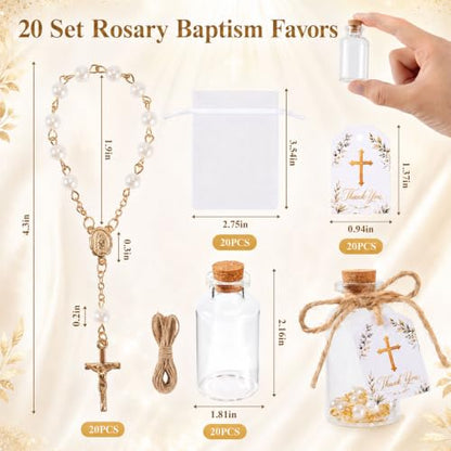 80 Pcs Baptism Favor Set with Mini Rosary & Holy Water Bottles Gift