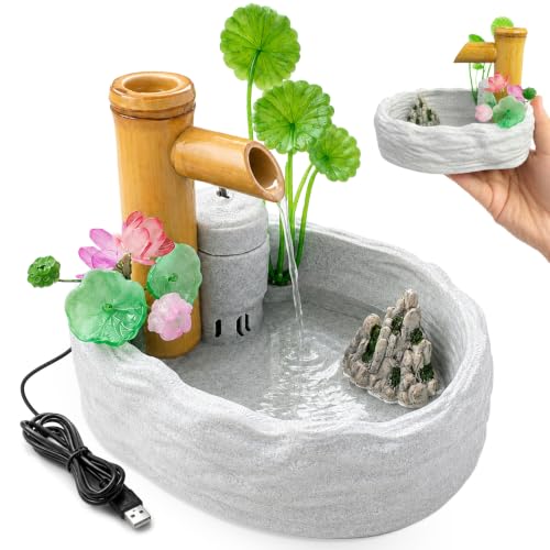 Mini Zen Garden Water Fountain for Desk Indoor Waterfall Decor