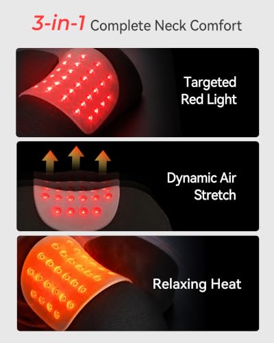 Heated Cervical Traction Device with Red & Near-Infrared Light - Black