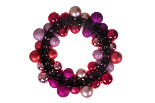 Clever Creations 13 Inch Artificial Christmas Wreath with Pink & Purple Bulbs - Front Door Decor