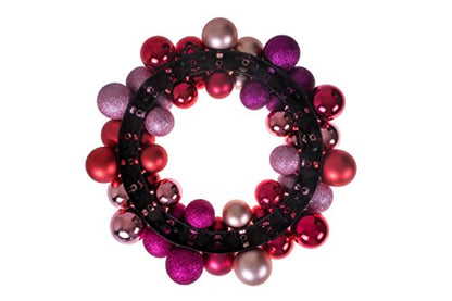 Clever Creations 13 Inch Artificial Christmas Wreath with Pink & Purple Bulbs - Front Door Decor