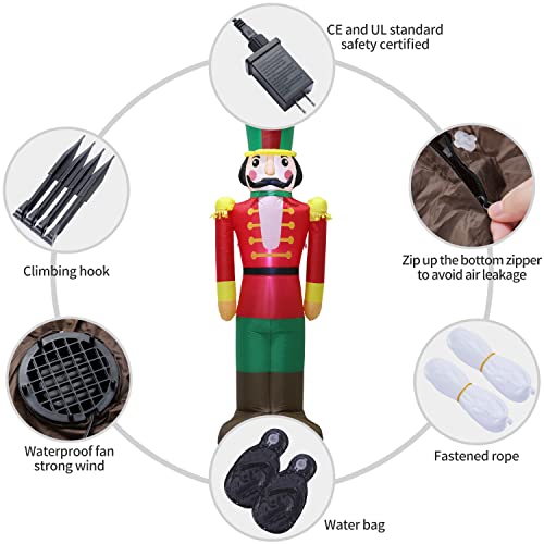 7 Ft Inflatable Nutcracker Soldier with LED Lights Christmas Yard Decor