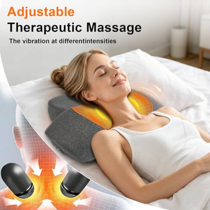 Cordless Heated Neck Massager Pillow with Heat & Massage Modes