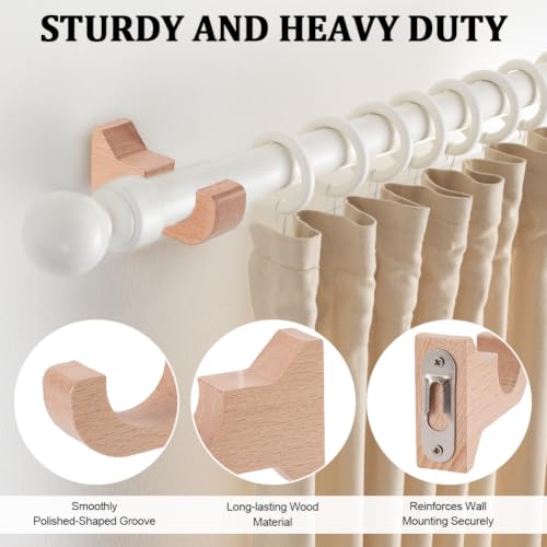 Wooden Curtain Rod Brackets 1.2 Inch Mount - Beech Wood Support, 1.9x3x0.8 Inch Variation