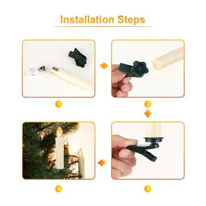 4 Inch Ivory Flameless LED Taper Candles Set with Remote Timer - Perfect Holiday Decor