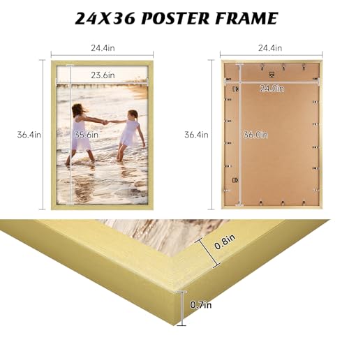 Gold 24x36 Frame Set of 3 - Vintage Poster Wall Gallery Display, Plexiglass