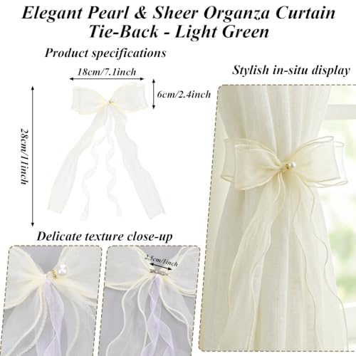Creamy Ivory Bow Curtain Tiebacks - Elegant Decorative Drapery Straps for Home & Office