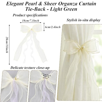 Creamy Ivory Bow Curtain Tiebacks - Elegant Decorative Drapery Straps for Home & Office