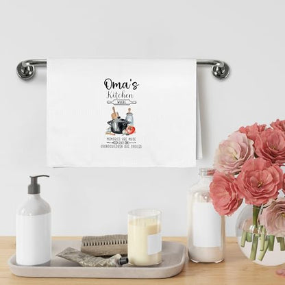 German Grandma Gifts Kitchen Hand Towels - Oma's Dish Cloths for Mothers Day & Christmas - 16x24 Inches - Variation of German Grandma
