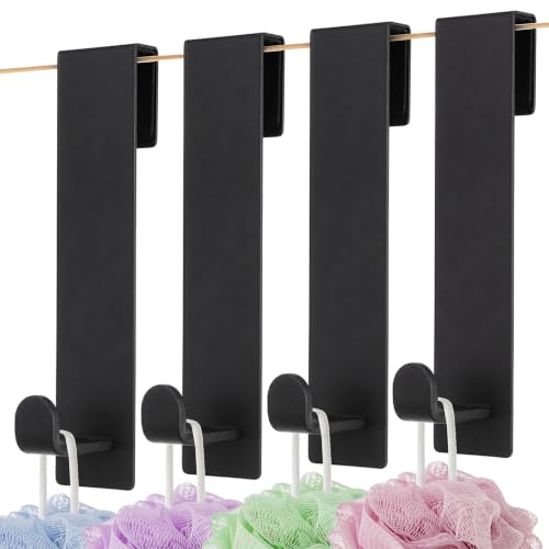 Stainless Steel Shower Door Hooks Set of 4 - Heavy Duty Towel Hangers