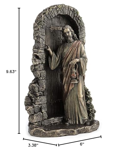 Veronese Design 9 5/8" Jesus Stand at The Door and Knocks Cold Cast Resin Bronze Finish Religious Gift Statue Collectible