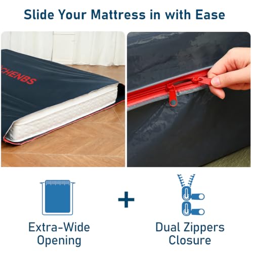 Queen Size Plastic Mattress Bag with Zipper - Heavy Duty 5 Mil Waterproof Cover Black
