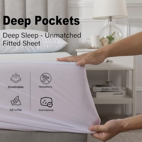 SHOUREN Full-Size Mattress Topper Cover Blue 8-18 Inch Viscose Bamboo Protector