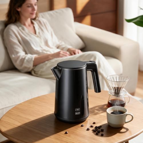 Electric Kettle with Adjustable Temperature 1200W Rapid Boil Water Heater Black