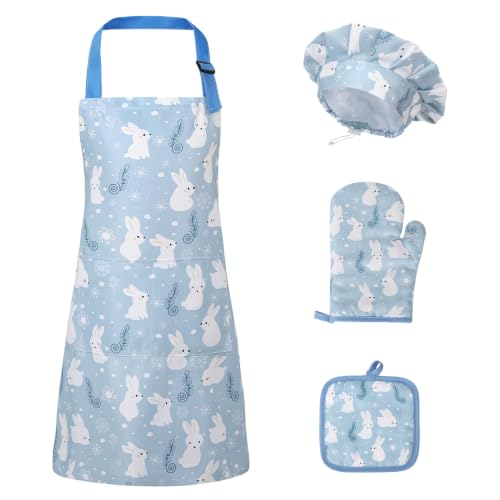 Kids Apron and Chef Hat Set - Rabbit Variation, Play Kitchen Accessories