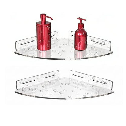 Corner Floating Shelves Set - Clear Acrylic Wall Storage Organizer