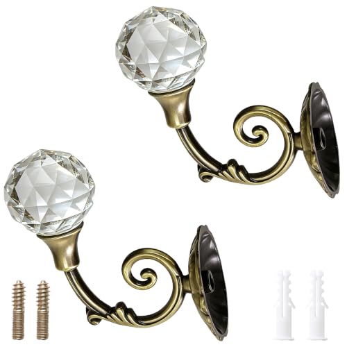 Bronze Crystal Aluminum Alloy Curtain Holdbacks - 2 Pack, Elegant Tiebacks with Hardware