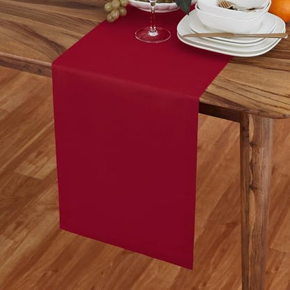 Cotton Linen Table Runner Red 14 x 120 Inches - Handcrafted Dining Decor
