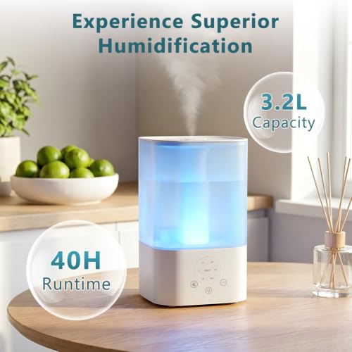 Electactic Touch Control Humidifier with 3.2L Capacity, 7 LED Colors & Aromatherapy