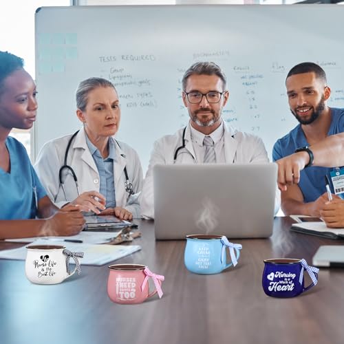 Colorful Nurse Appreciation Gift Mug Set - 6pcs 12oz Ceramic Cups for Nurses