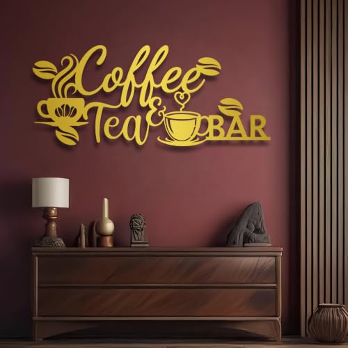 Metal Coffee Tea Wall Art Decor - Black 19 x 8 Inches - Coffee Nook & Kitchen Wall Hanging - Coffee & Tea Home Decor - Variation of THIS listing
