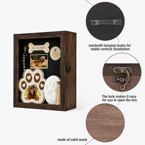 Personalized Pet Memorial Shadow Box with Photo, Paw Plaque & Keepsake Set