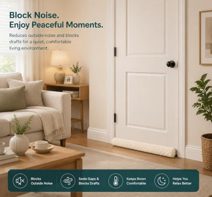 Adjustable Under Door Draft Stopper - Off-White | White Beige Variations