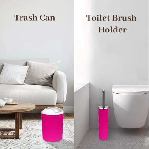 Bathroom Accessory Set 6PCS Bright Solid Hot Pink Gradient with Multi5 Variation