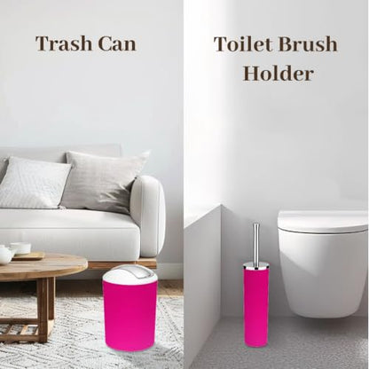 Bathroom Accessory Set 6PCS Bright Solid Hot Pink Gradient with Multi5 Variation