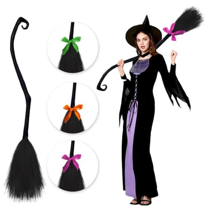 Halloween Witch Broom with Colorful Ribbons - Party Decor Prop