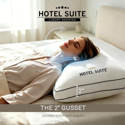Queen Pack of 2 Hotel-Quality Support Bed Pillows - Soft Comfort, 400TC Cotton