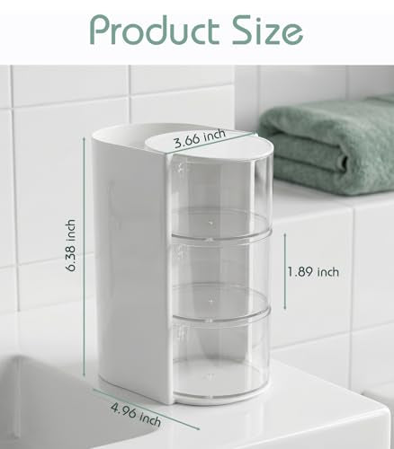 White 3-Layer Hair Accessories Organizer with Rotating Brush Holder