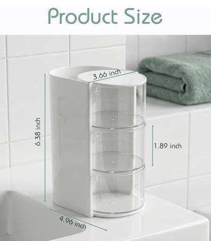 White 3-Layer Hair Accessories Organizer with Rotating Brush Holder