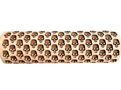 SKULL Rolling Pin. Embossing rolling pin with SKULL PATTERN Embossed skull cookies for HALLOWEEN. Wooden Laser Cut Rolling Pin for Halloween cookies, play dough, salt dough by Algis Crafts