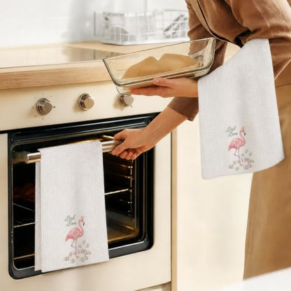 Pink Flamingo Mahjong Kitchen Dish & Hand Towels 16x24 - Decorative & Absorbent