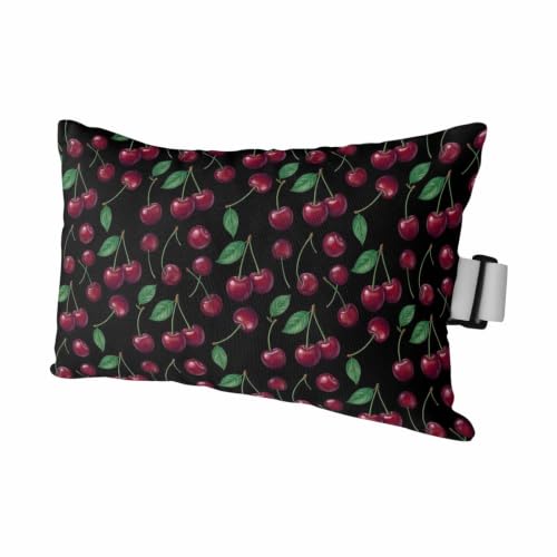 Outdoor Waterproof Lumbar Pillow with Insert & Adjustable Strap - Cherry & Green Botanical Leaves, 11x16, Pack of 1