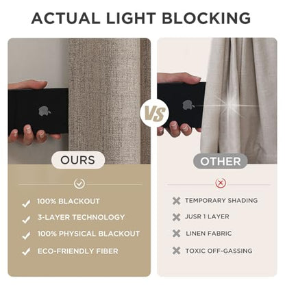 Joydeco Blackout Curtains for Bedroom - 108 Inch Long 100% Light Blocking 2 Panels Cappuccino Drapes, Thermal Insulated Room Darkening Curtains, Linen Textured for Living Room, Rod Pocket & Back Tabs