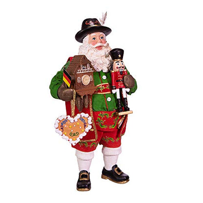 Festive Fabricché German Santa Figurine with Music and Nutcracker