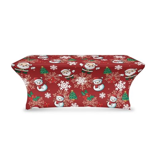 Uorisanigo Christmas Snowman Fitted Tablecloth for 6ft Rectangle Tables - Holiday Decor