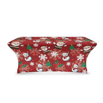 Uorisanigo Christmas Snowman Fitted Tablecloth for 6ft Rectangle Tables - Holiday Decor