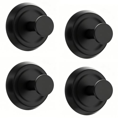Removable Black Suction Cup Hooks for Shower 4-Pack - Faucet Shower Wall Hanger
